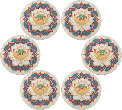 Miniatura 3 de Flower Indian Style Decorative Round placemats Spring Reversible Quilted placemats individuales para comedor 15.4x15.4in Set of 6