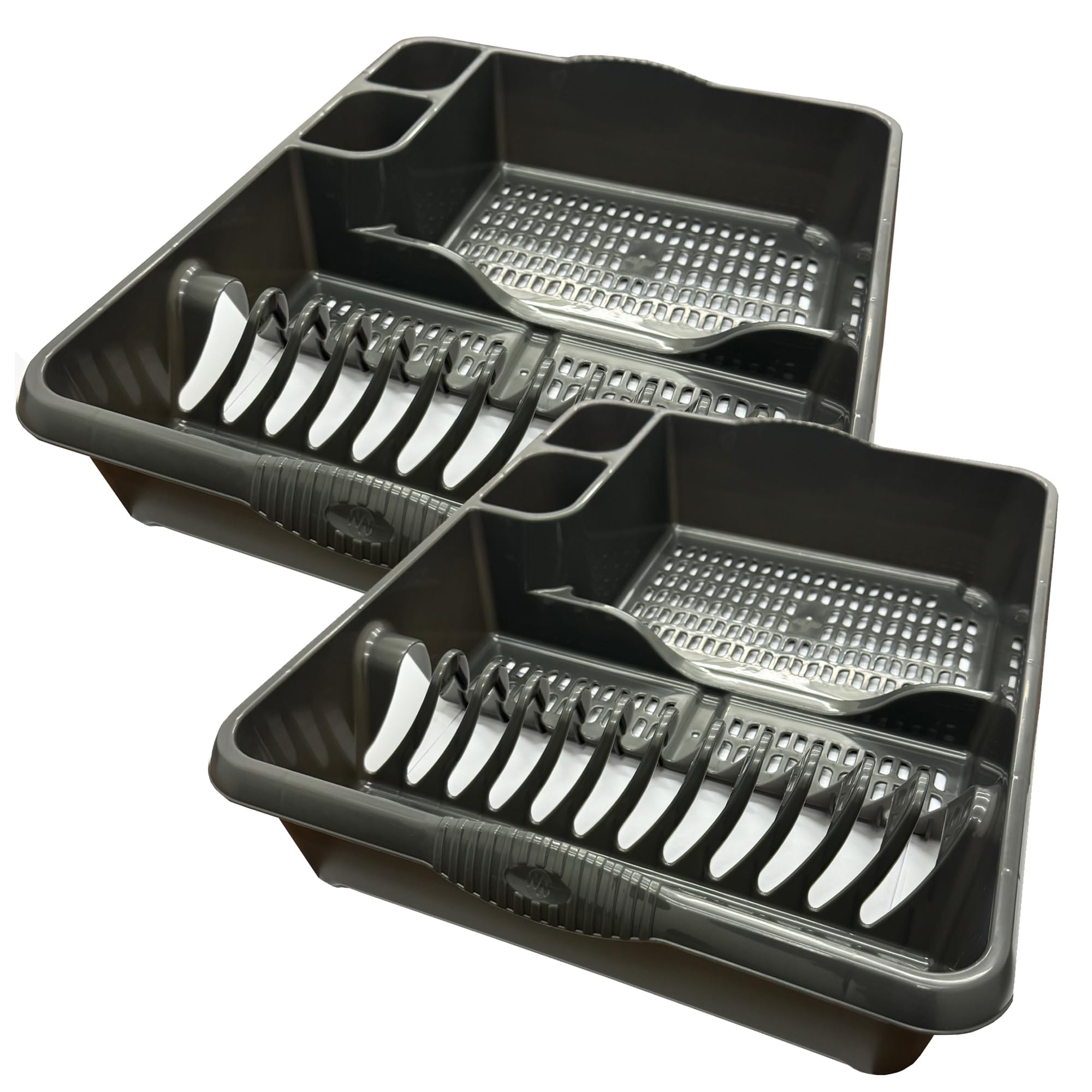 Pluto Packaging Large Plastic Kitchen Dish & Cutlery Drainer Rack With Integral Handles (2)