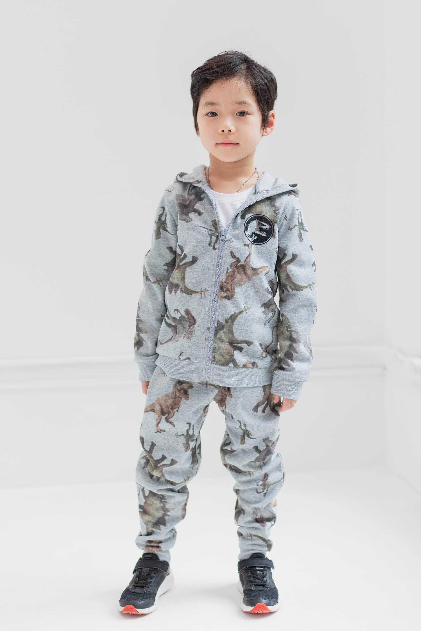 Jurassic World Dinosaurier-T-Rex-Fleece-Kapuzenpullover-Set mit Reißverschluss für kleine Kinder bis große Kinder