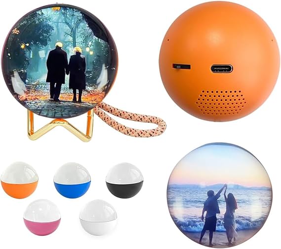 2.7 Crystal Ball Video Player, Crystal Ball Digital Display, Custom Light-Up Sphere, Personalized Digital Memory DisplayUploadable Videos Photos, Customized Gift(Orange)