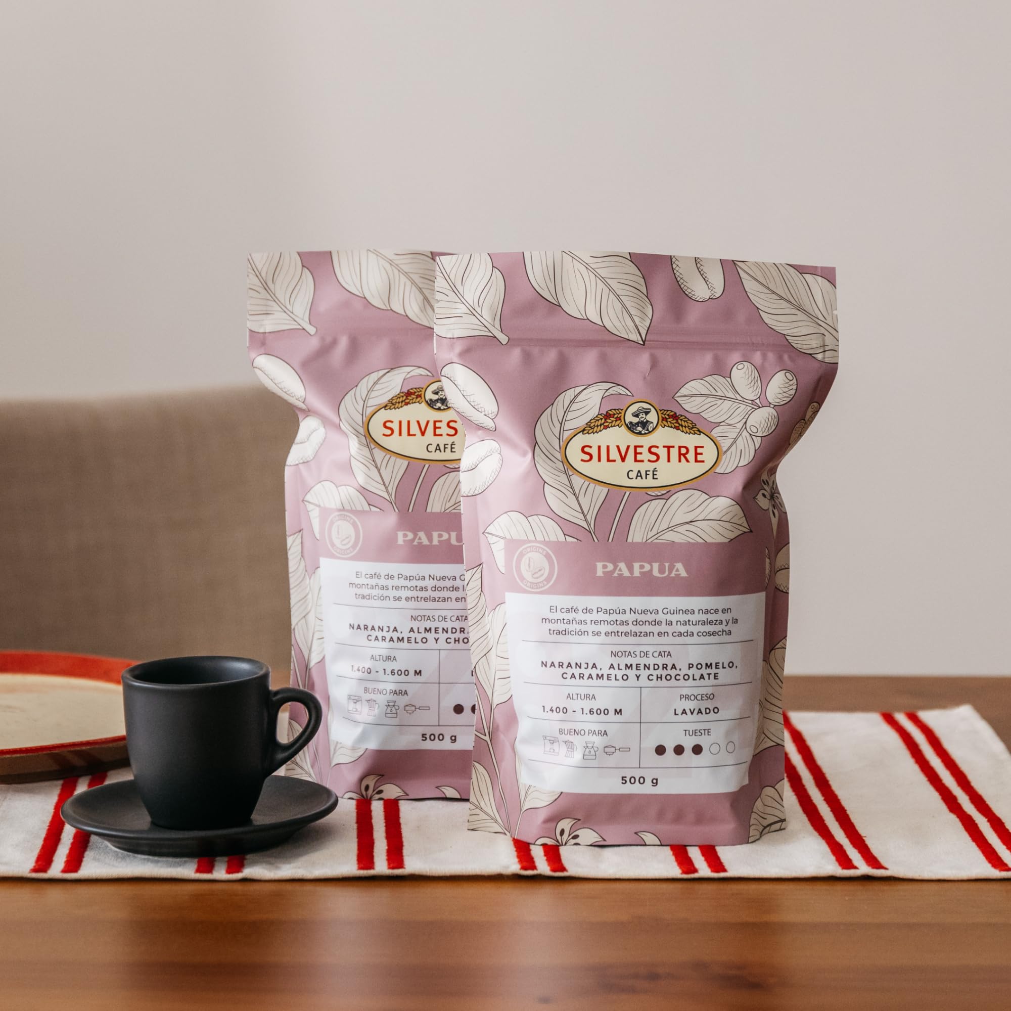 Café Silvestre Pack Café en Grano Papúa Nueva Guinea 100% Arábica 1kg 2x500 g