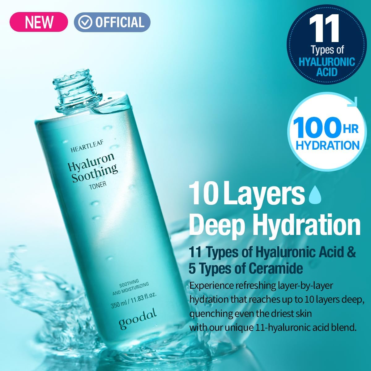 GOODAL Heartleaf Hyaluron Soothing Toner - Trouble Care, Korean Skin Care, Soothing, Moisturizing, Hydrating, Calming Skin, Instant Cooling, Hyaluronic Acid,Ceramide (11.83 fl.oz.)