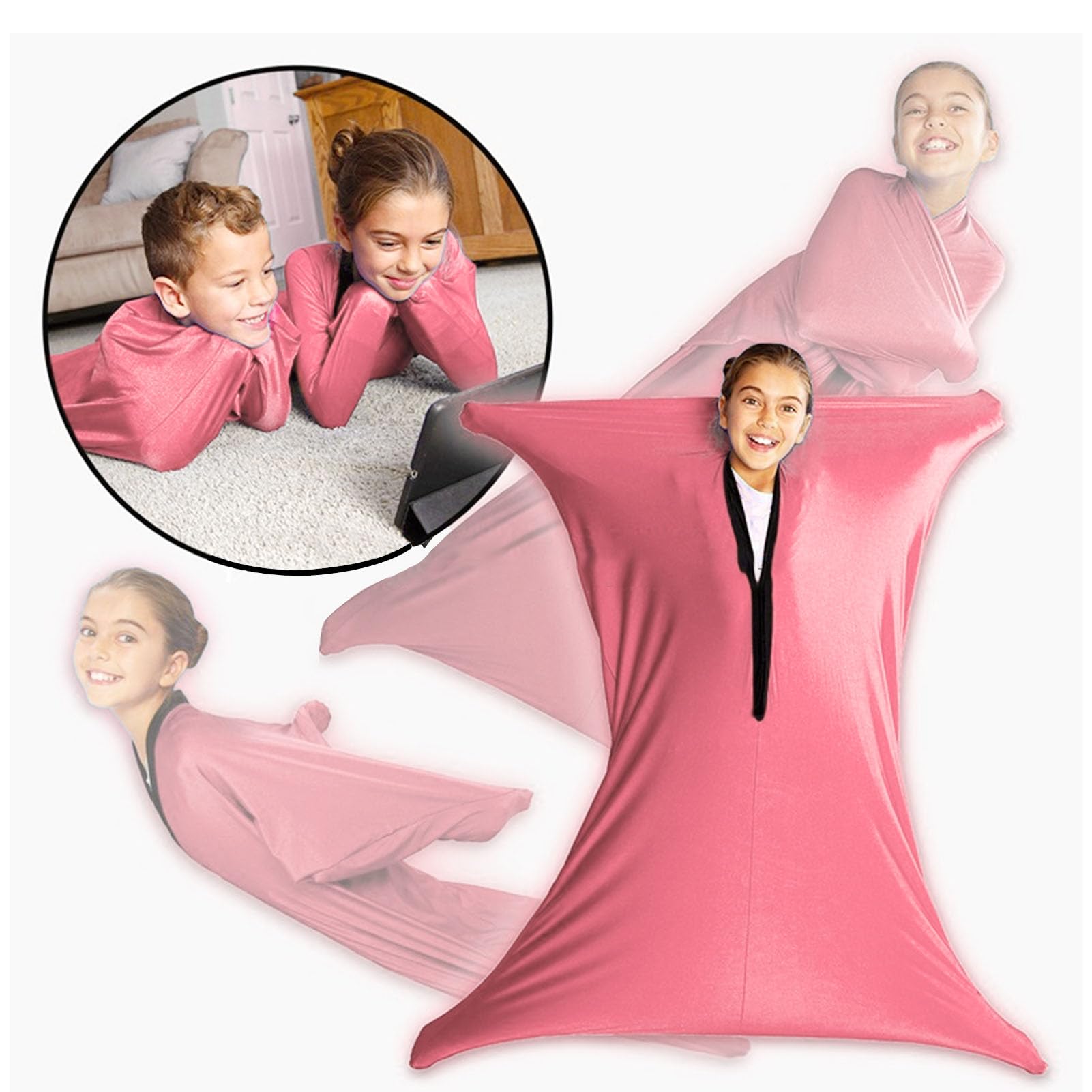 Sensory Body Sock, Dynamic Movement Sensory Sock, Stretchable Sensory Sack for Autistic Sensory Processing Disorders ADHD Pink (S)