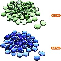 Vista 3 de MECCANIXITY Mármoles de vidrio plano de 0.669-0.748 in, piedras decorativas azules y verdes, cuentas de vidrio, relleno de jarrón de roca