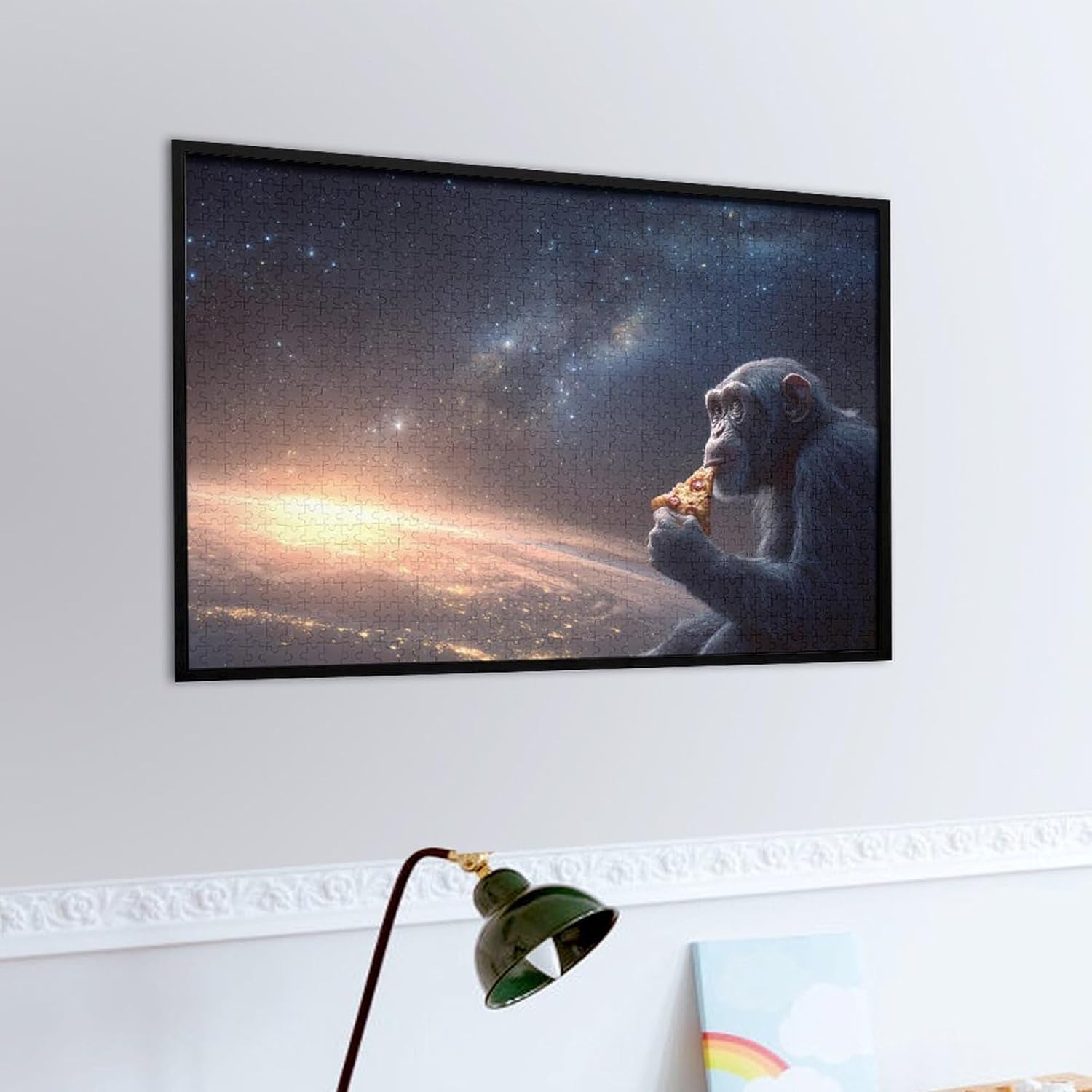 Funny Chimpanzee Spacees Galaxy Monkey Puzzles for Adults 1000 PCS Wooden Jigsaw Puzzle Wall Decor Christmas