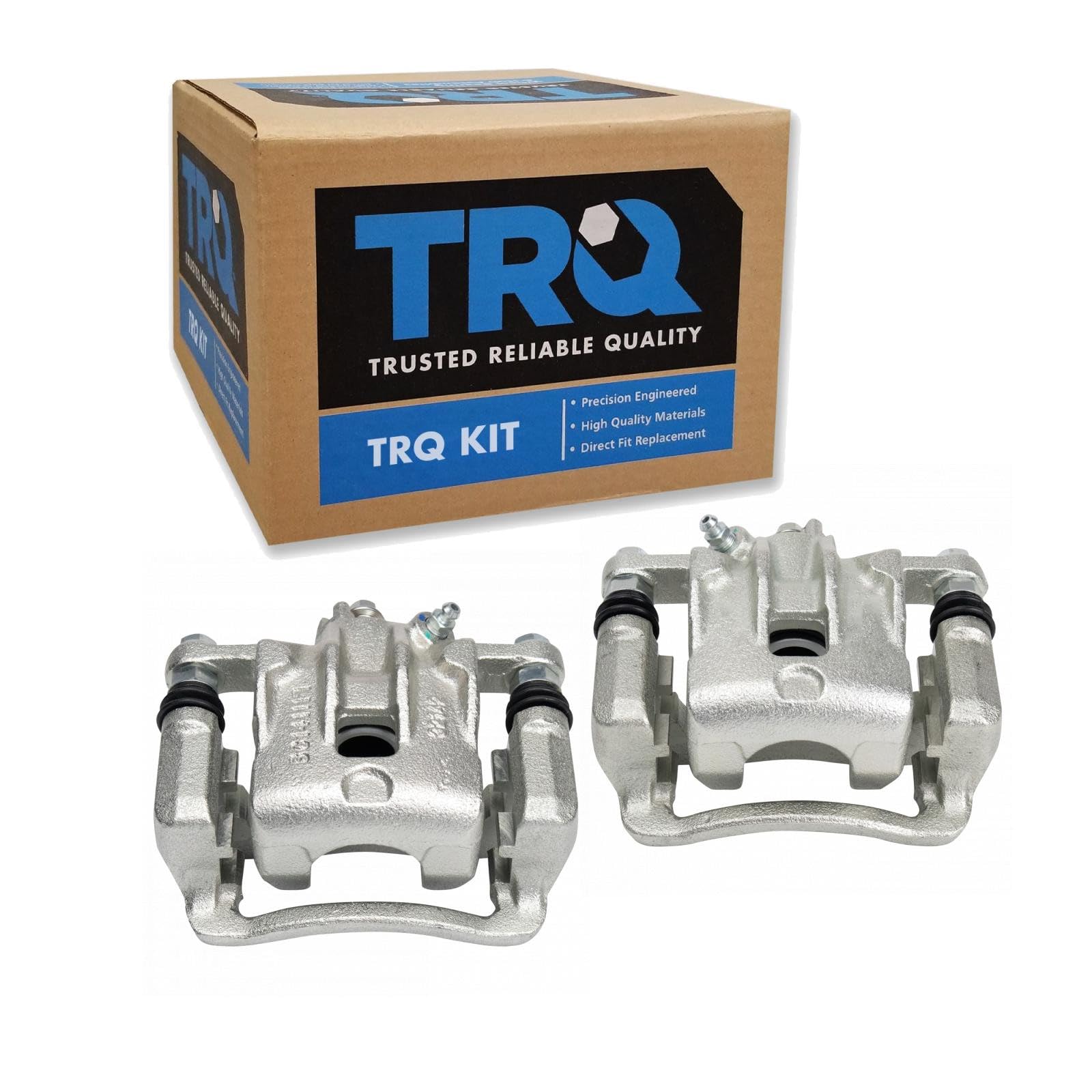 TRQ Rear Brake Caliper Set Zinc Coated Brackets Hardware Compatible with 2010-2013 Kia Soul