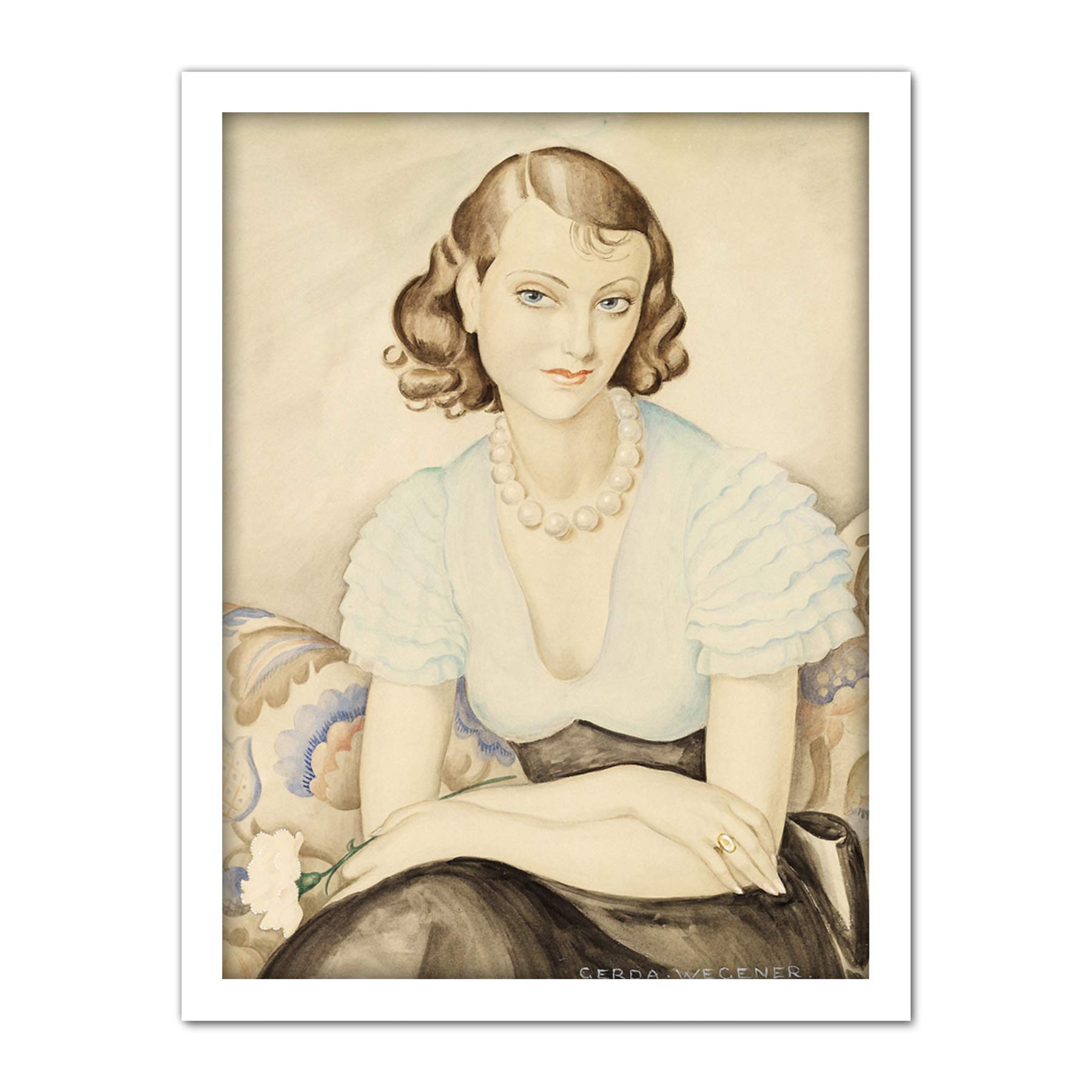 Wegener Young Woman Portrait Painting Artwork Framed Wall Art Print 18X24 Inch