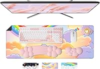 Vista 10 de ATTACK SHARK Cloud - Juego de alfombrillas para mouse y teclado para juegos (31.3 x 11.6 pulgadas), XXL grande, soporte de muñeca de gel, espuma