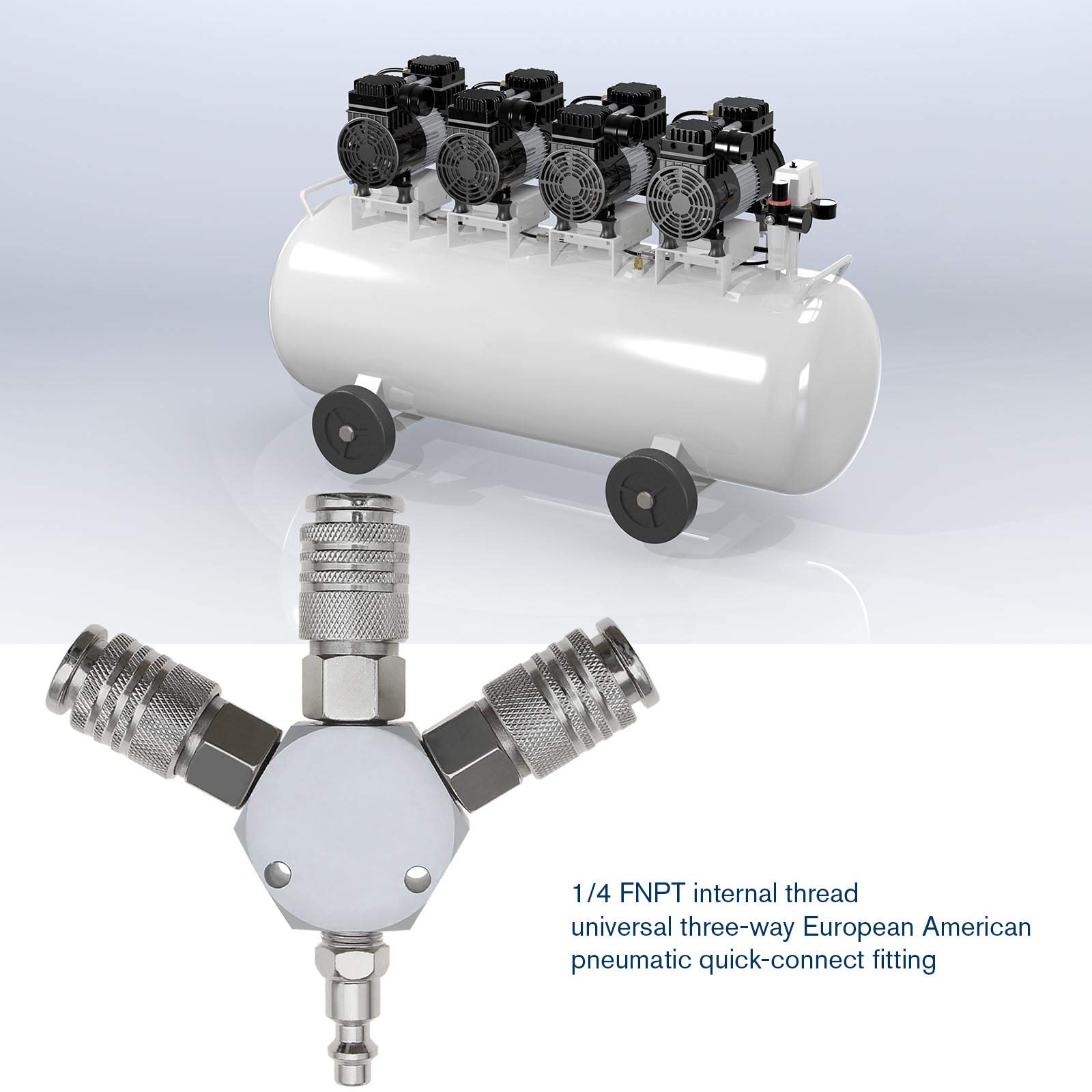 OTOTEC 1/4 Pouce FNPT Connecteur Pneumatique 3 Voies Collecteur de Tuyau d'air Raccord Rapide Coupleur 1 Mâle à 3 Diviseur Femelle