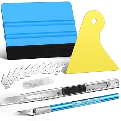 DIYSELF 14 PCS Window Tint Kit - Professional Automobile Window Tint Tools and Vinyl Wrap Tool Kit, Car Wrap Kit with Felt Squeegee for Vinyl - Wallpaper Smoothing Tool, Window Film Application Kit