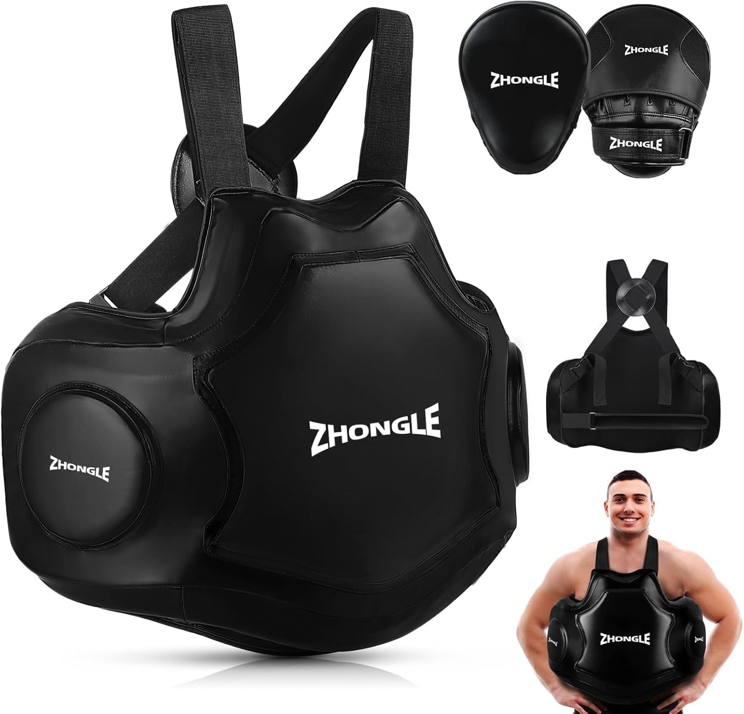 Professional Chest Guard Vest - Thickened EVA Protection for Boxing, Taekwondo, Muay Thai | Adjustable Strap (18.8x33 inch) Shock Absorption Gear