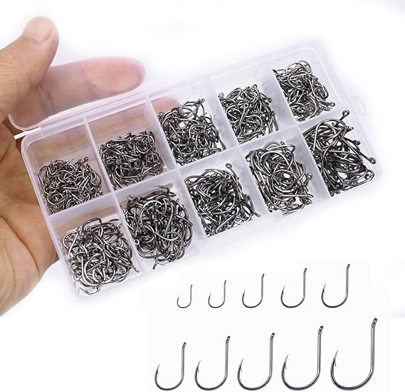 Valkyrie 500 Pieces 1. Quality Carbon Steel Number 3-12 Ring Fishing Hook Needle Set