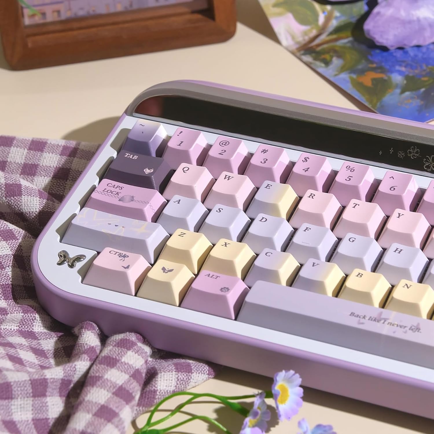 Pastel Purple Keyboard Cap - Dye Sublimation Cherry Profile PBT Keycaps Set, Custom Cute Key Caps for Mechanical Gaming Keyboard, 130 Keys