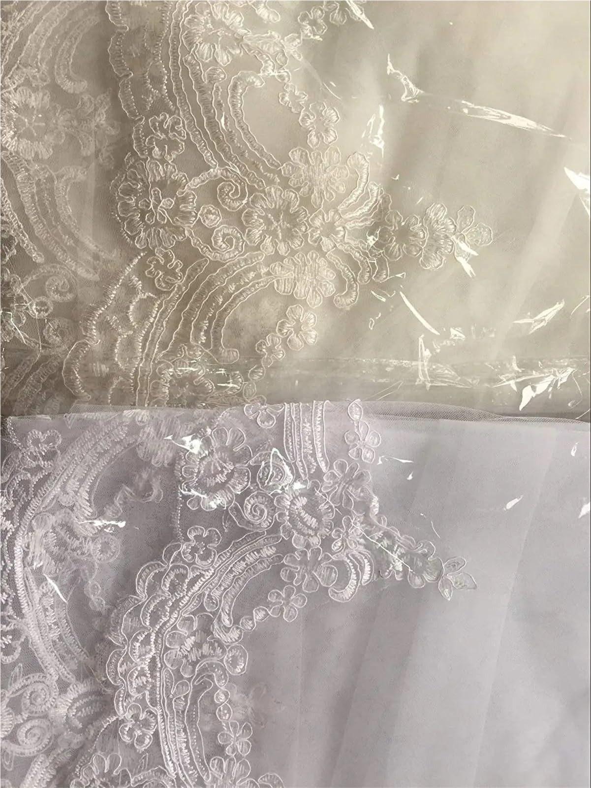 Générique Romantyczny woal katedralny w kwiaty, elegancki, 300 cm, jednowarstwowy welon ślubny, z grzebieniem, Kość słoniowa, 300cm