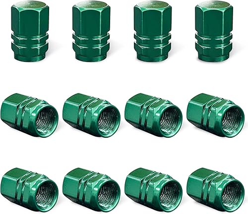 Ziciner 12 tapas de vástago de válvula de neumático de automóvil, cubiertas de válvula de rueda de aleación de aluminio con junta tórica de goma,