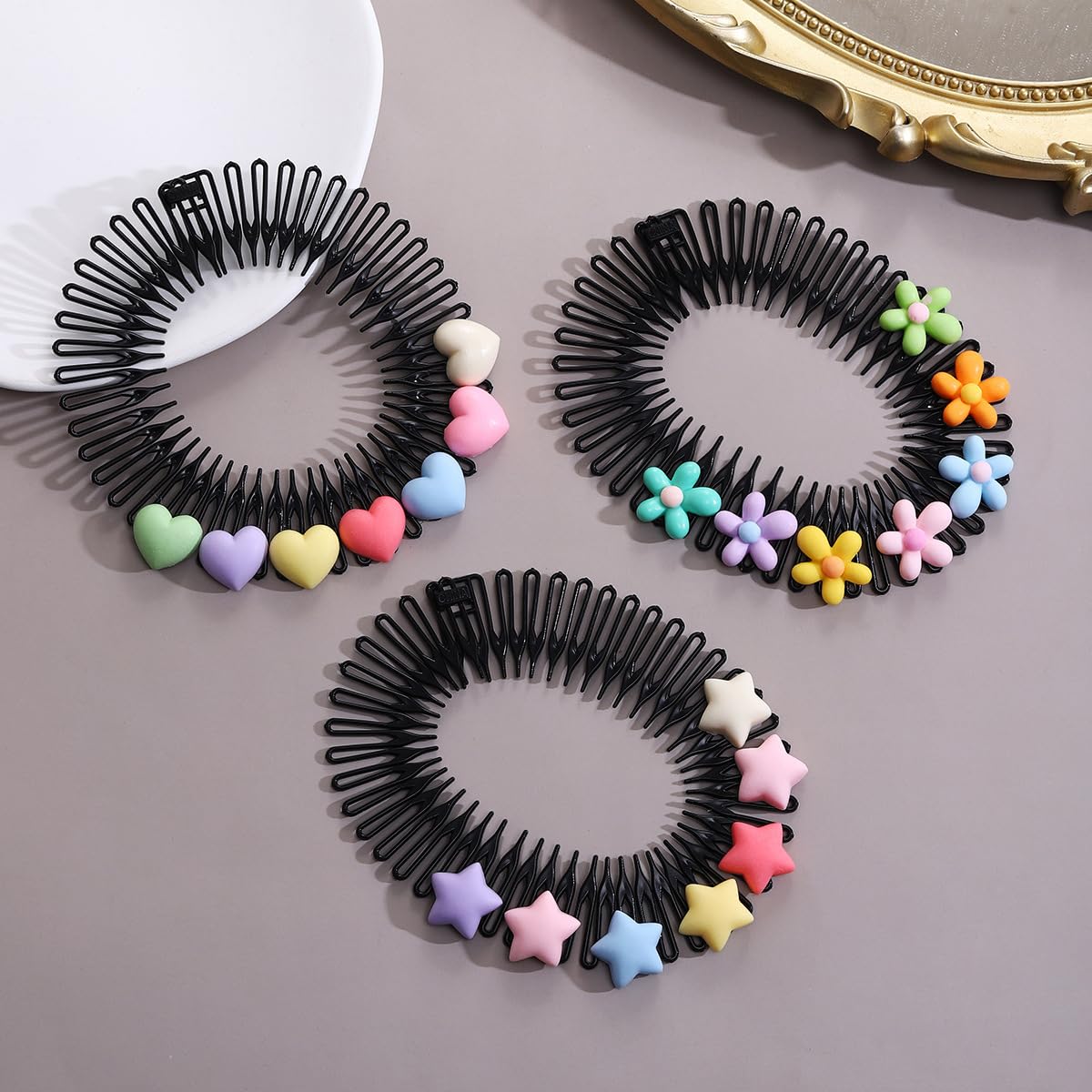 Stretch Hair Comb Headbands for Girls | Flexible Hair Bands with Cute Cartoon Design | Non-Slip Hair Accessories for Kids | Colorful, Lightweight, Stylish Hair Hoop | 4 Pcs, Multi Design.-image-40