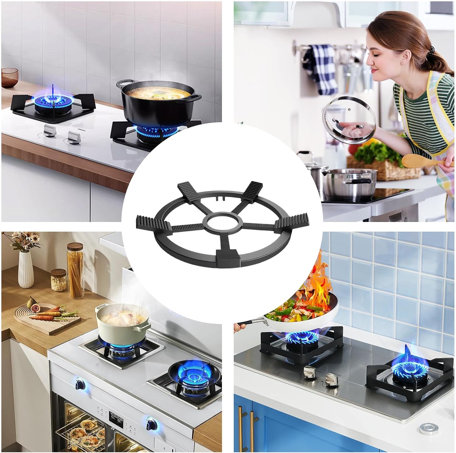 Stove Top Metal Rings Stove Holder with Non Slip Claws