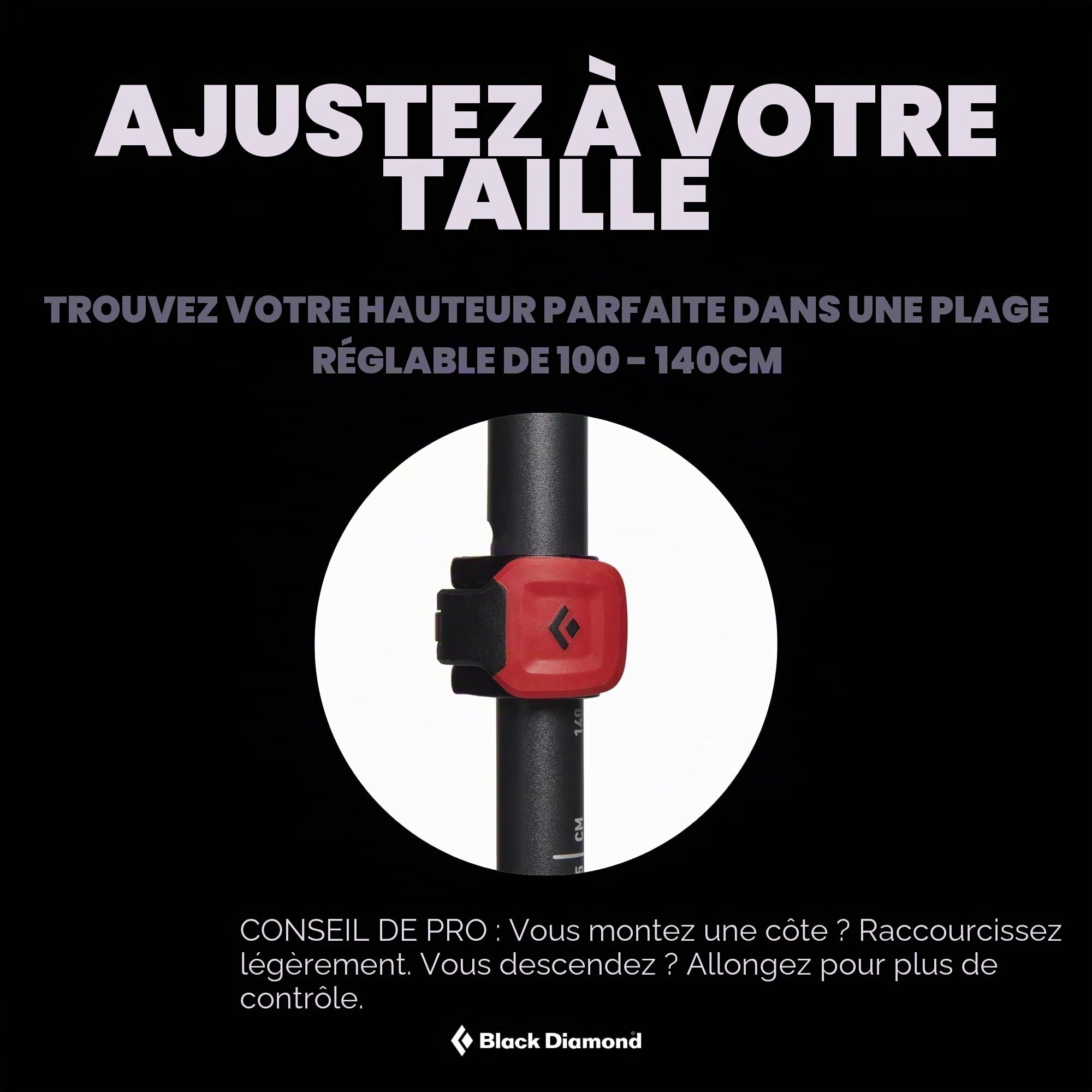 Black Diamond Pursuit Bâtons de randonnée en Aluminium Pliables et réglables