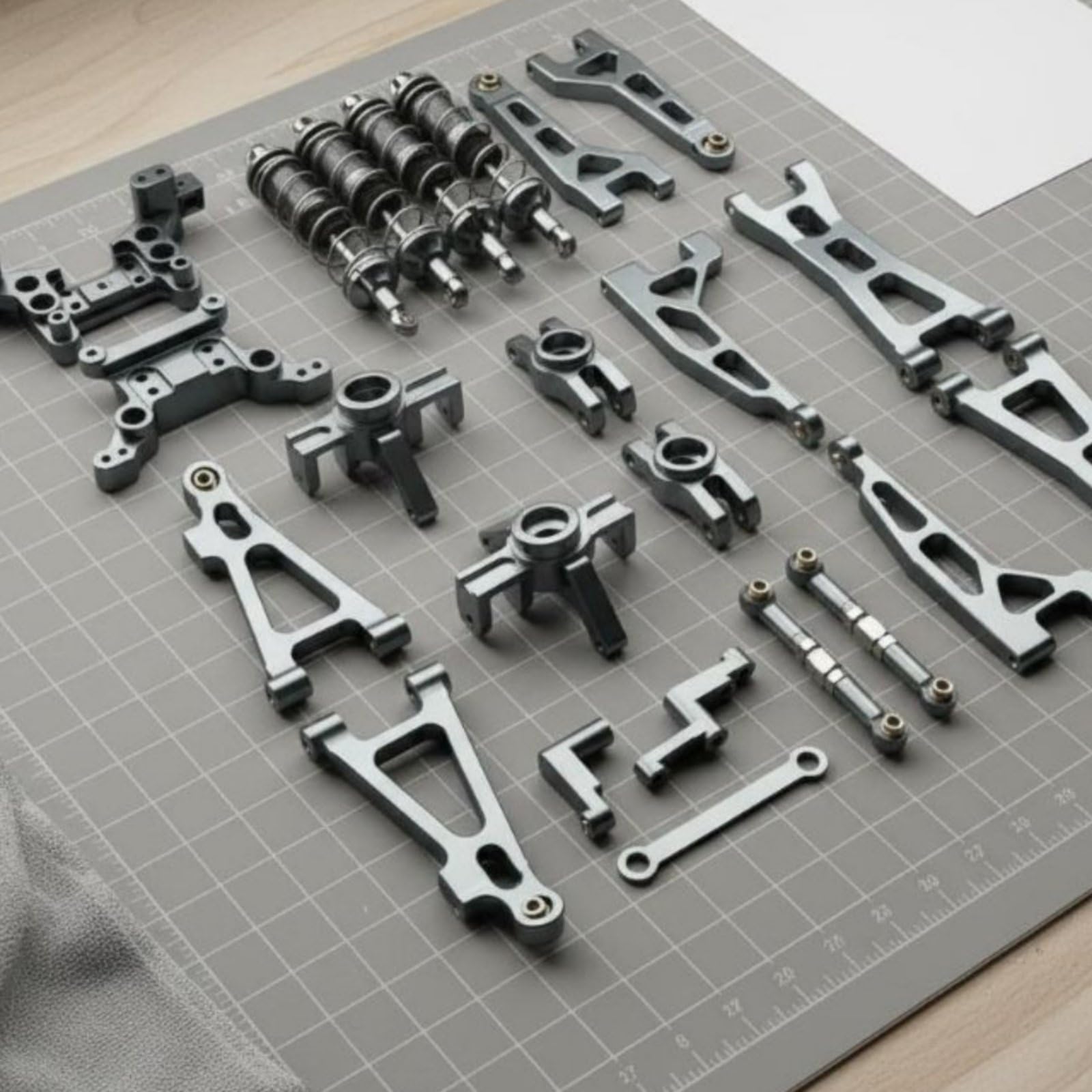 Elektroauto RC Auto Metall Upgrade Satz Tuningteile Schwingarme Dämpfer Lenkung aus Aluminiumlegierung für Leichten Aufbau Und Hohe Belastbarkeit für, Red