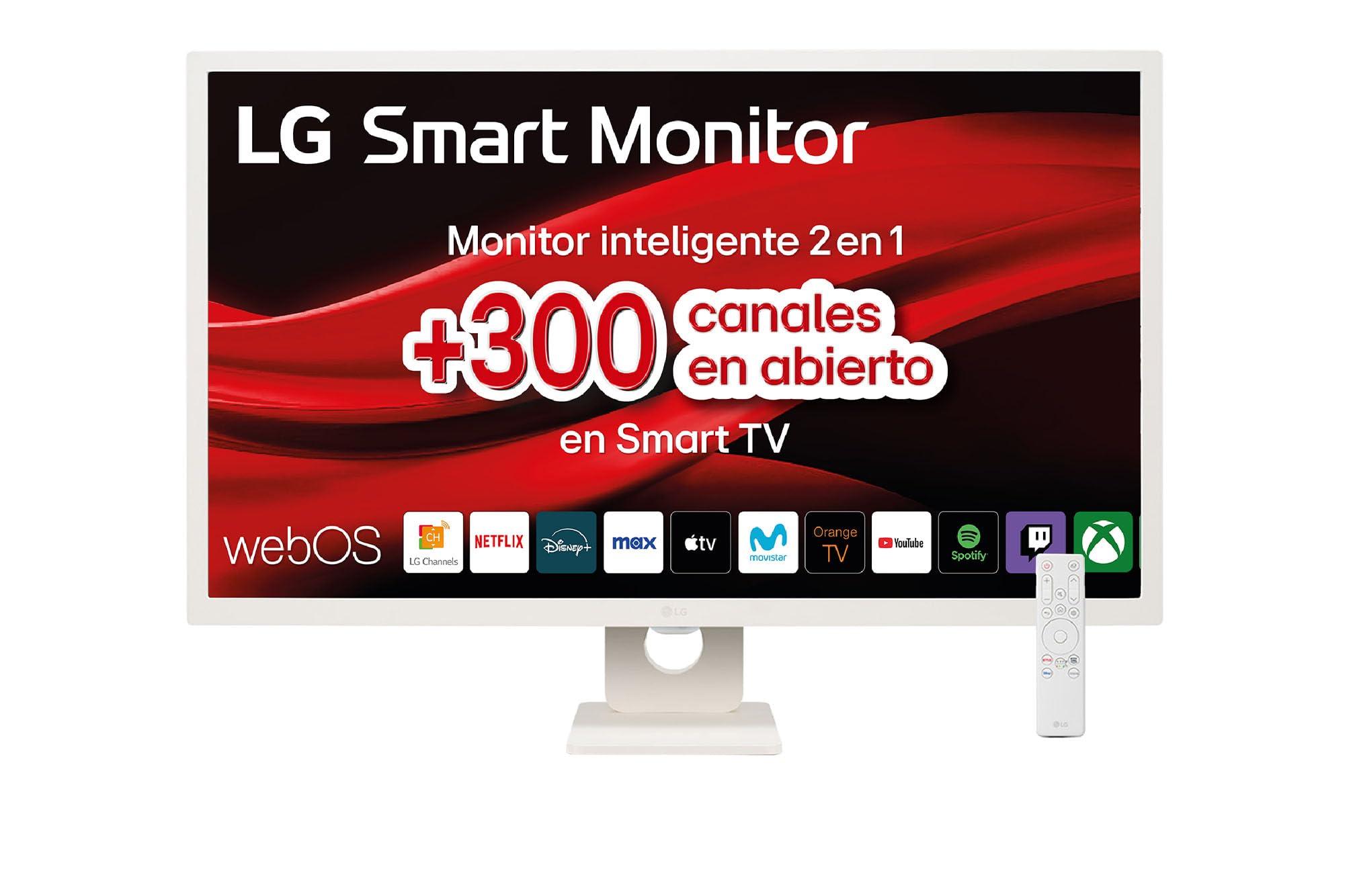 LG 32SR50F-W - Smart Monitor, 32 Pulgadas, Pantalla IPS, Full HD, WebOS 23, 1920x1080, 16:9, Sin Cámara, ThinQ App, Blanco