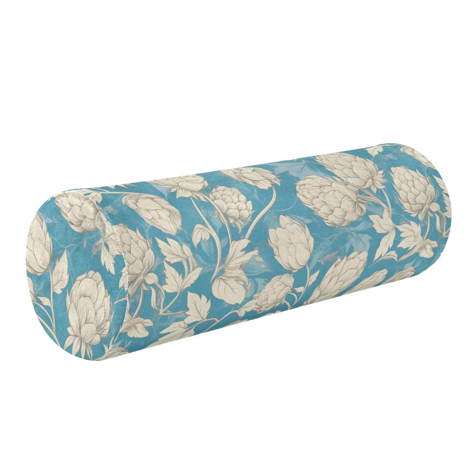 miaozhen Bavarian Personalized Badge Blue and White Elegant Back Cylinder Foam Pillow Cylinder Pillow for Knees almohada Cervical para dormir 5.5''x17''