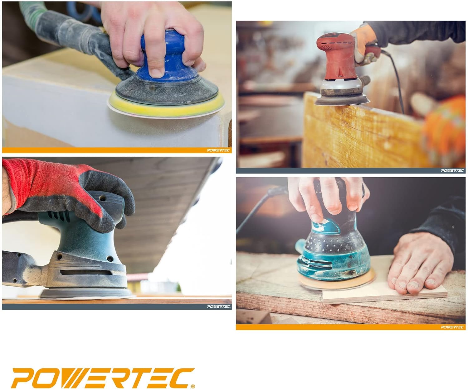 POWERTEC 45204 6 Hole Hook and Loop Sanding Disc, 6-Inch, Premium Aluminum Oxide 40 Grit Sandpaper - 25 PK : Sports & Outdoors