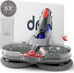Dripl Electric Mop Head for Dyson V7/V8/V10/V11/V15/Gen5 Vacuum Cleaner with Removable Water Tank, 6 Mop Brushes and Filling Container (V7/V8/V10/V11/V15/Gen5)