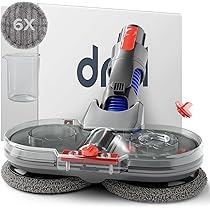 Dripl Testa di Mocio Elettrico per Dyson V7, V8, V10, V11, V15, Gen5 Aspirapolvere con serbatoio d’acqua removibile, 6 spazzole lavapavimenti e contenitore di riempimento (V7, V8, V10, V11, V15, Gen5)