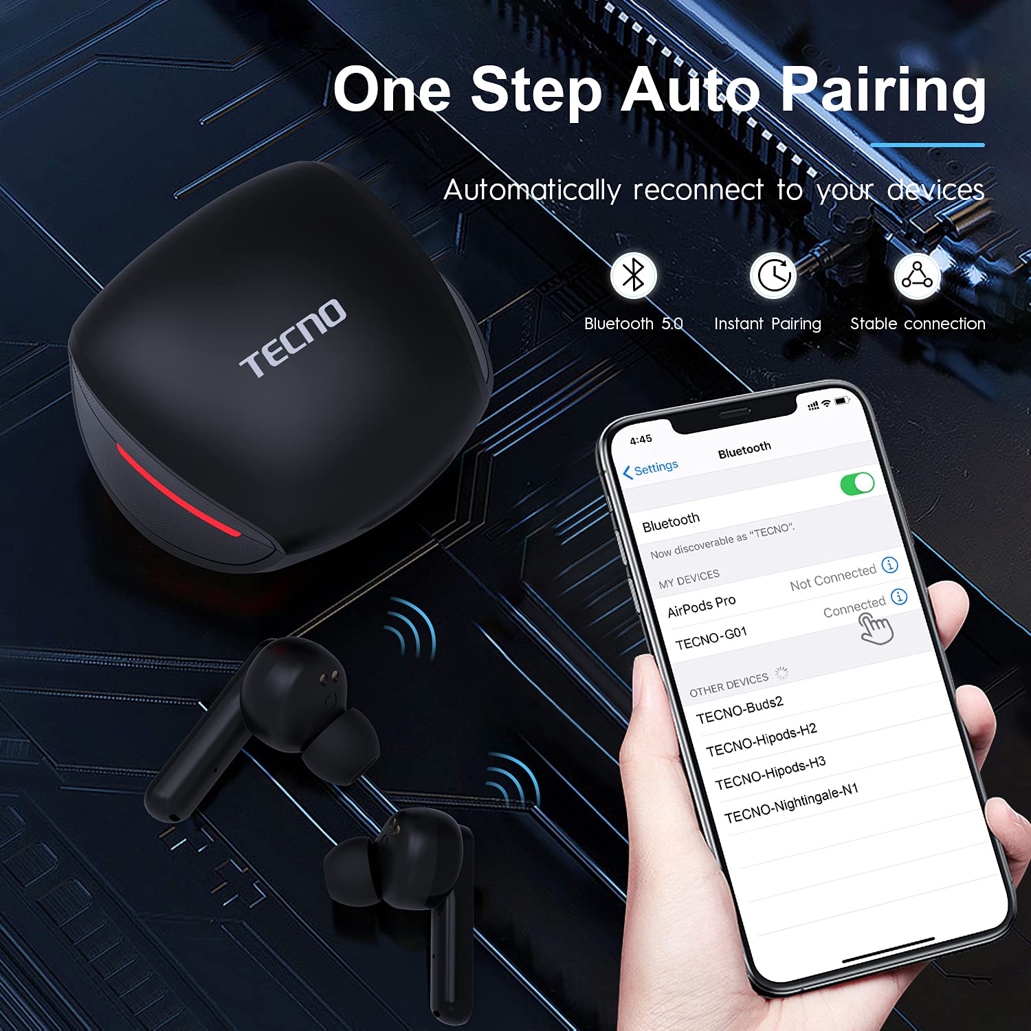 Buy TECNO Wireless Gaming Earbuds with Microphone, 50ms UltraLow