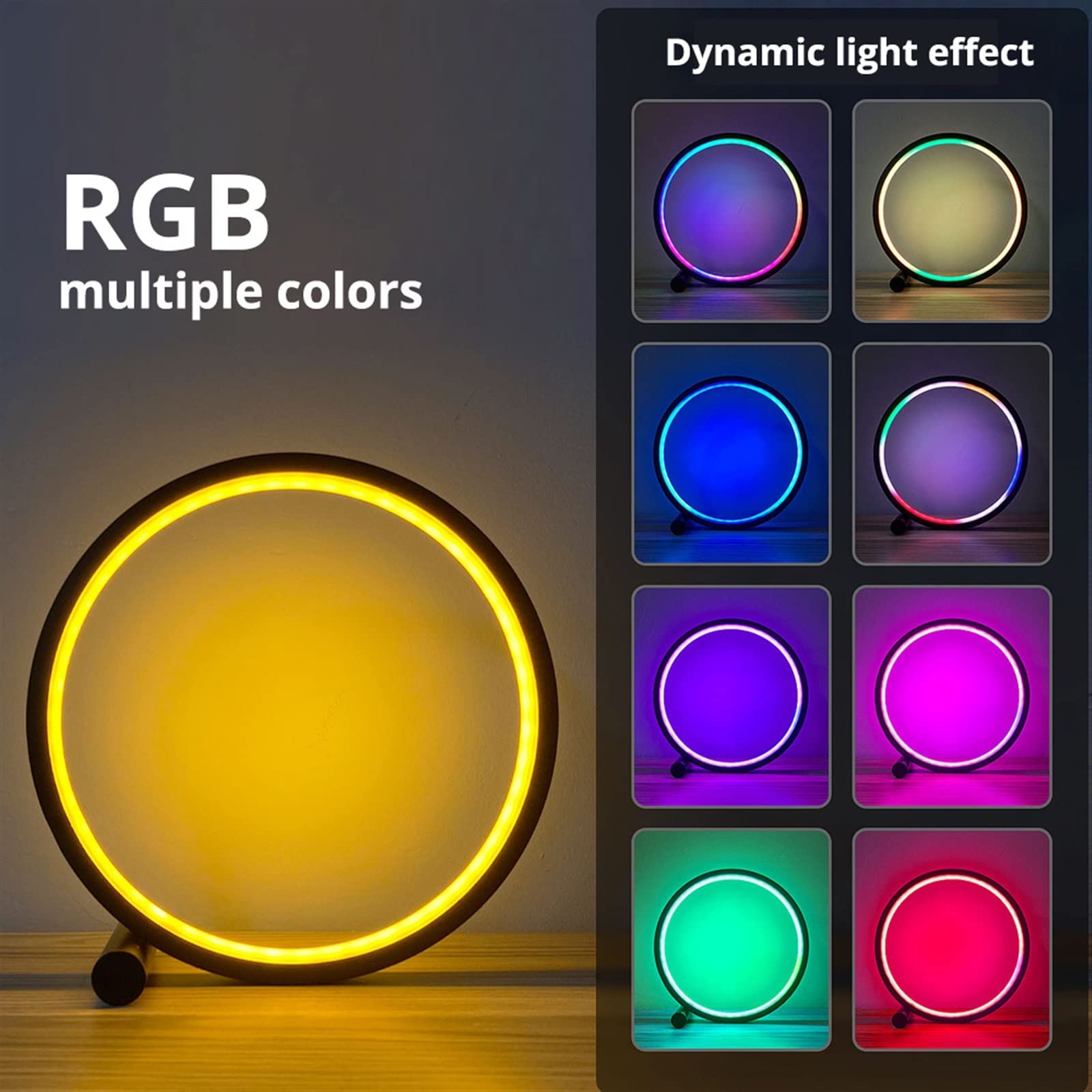 Inteligentna kreatywna lampa stołowa WIFI, nastrojowe oświetlenie pulpitu LED RGBIC, synchronizacja muzyki, kontrola aplikacji, podświetlenie telewizora, dekoracja do transmisji na żywo, domu (Color