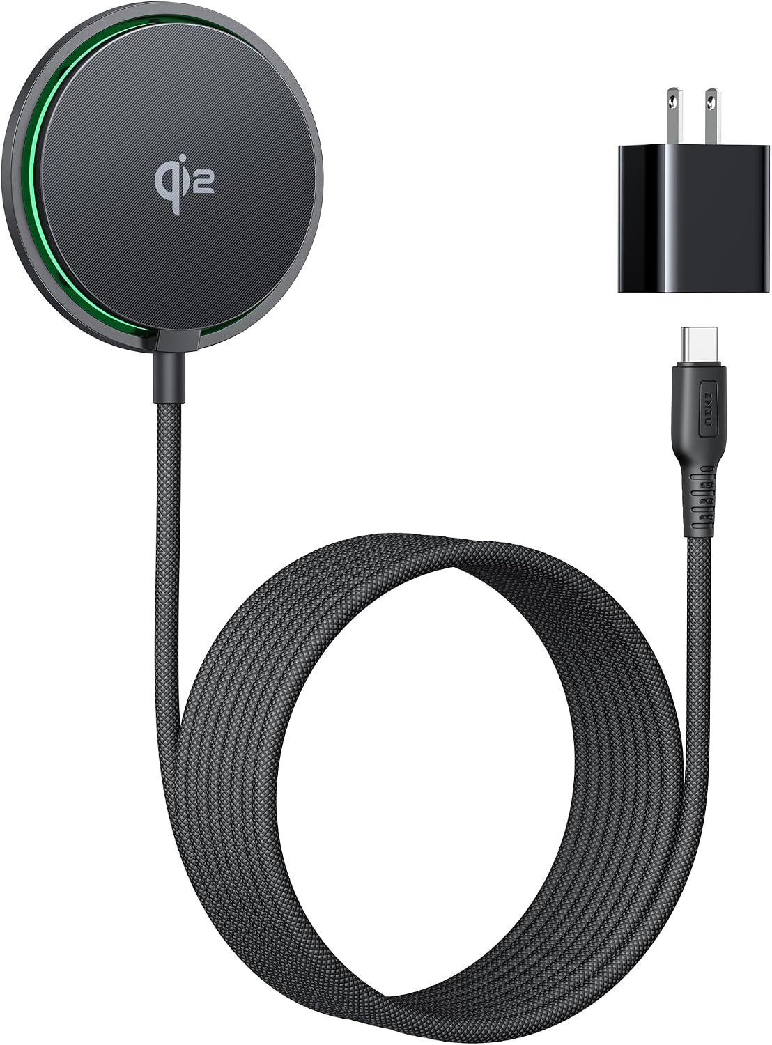 INIU Magnetic Wireless Charger, Qi2 15W Fast Charging Pad Travel Charger