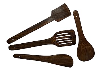 Wooden Serving and Cooking Non Stick Wooden Spoon Set of 2 Slotted Spatula