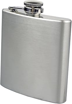 SE Stainless Steel Drinking Hip Flask with Attached Screw Cap for Liquor Pocket Size for Camping, Hiking, and Events