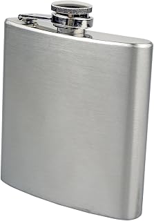 SE Stainless Steel Drinking Hip Flask with Attached Screw Cap for Liquor Pocket Size for Camping, Hiking, and Events