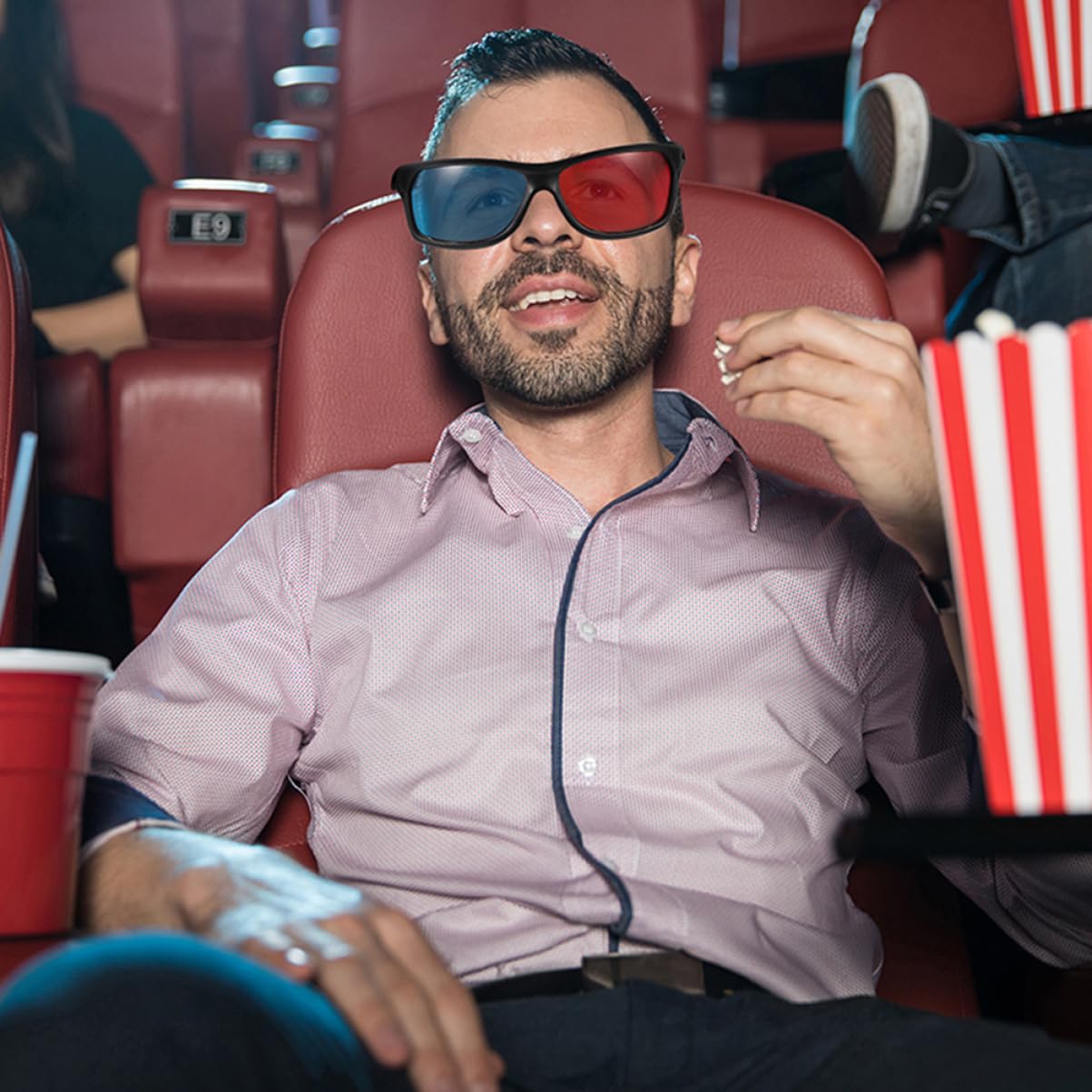 Angoily 20pcs Portable Glasses Red Lenses for Movies Lightweight Black Frame for Family and Friends Viewing