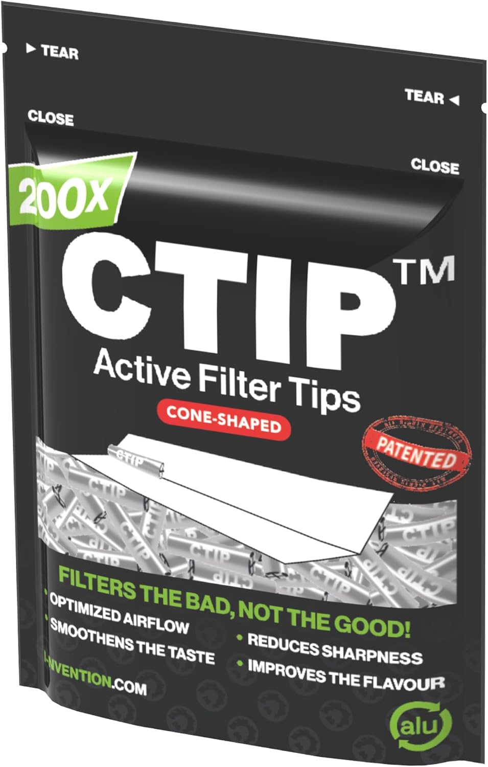 Activefilter Aluminium Filter Tips - Bag of 200 Black