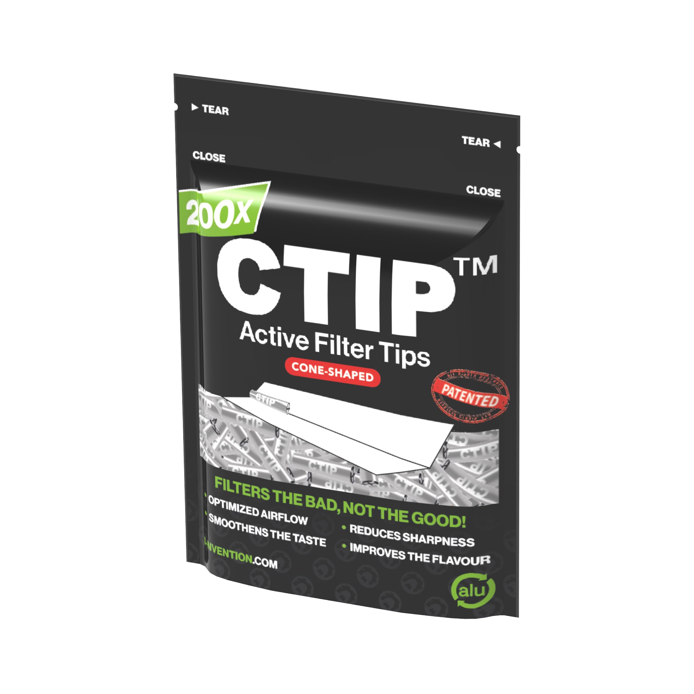 Filtro activo de aluminio para filtros de filtros, bolsa de 200 unidades, color negro