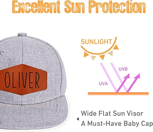 Miniatura 5 de Gorra de béisbol con nombre personalizado, regalos personalizados, con parche de cuero, gorro de camionero para niños y niñas de 0 a 3 años