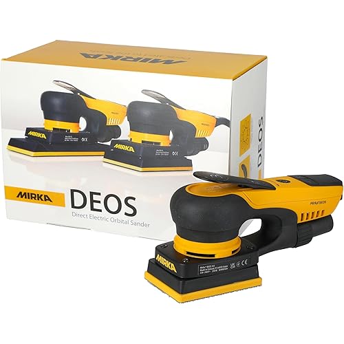 Mirka DEOS 343X CV Compact Sheet Sander, 3 mm Orbit, 3" x 4", Lightweight and Ergonomic, for Windows, Doors, Furniture, Dust-Free Use