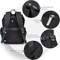 Vista 4 de Mochila negra para hombre, mochila para laptop de 16 pulgadas con compartimento para computadora, mochila delgada e impermeable con cordón
