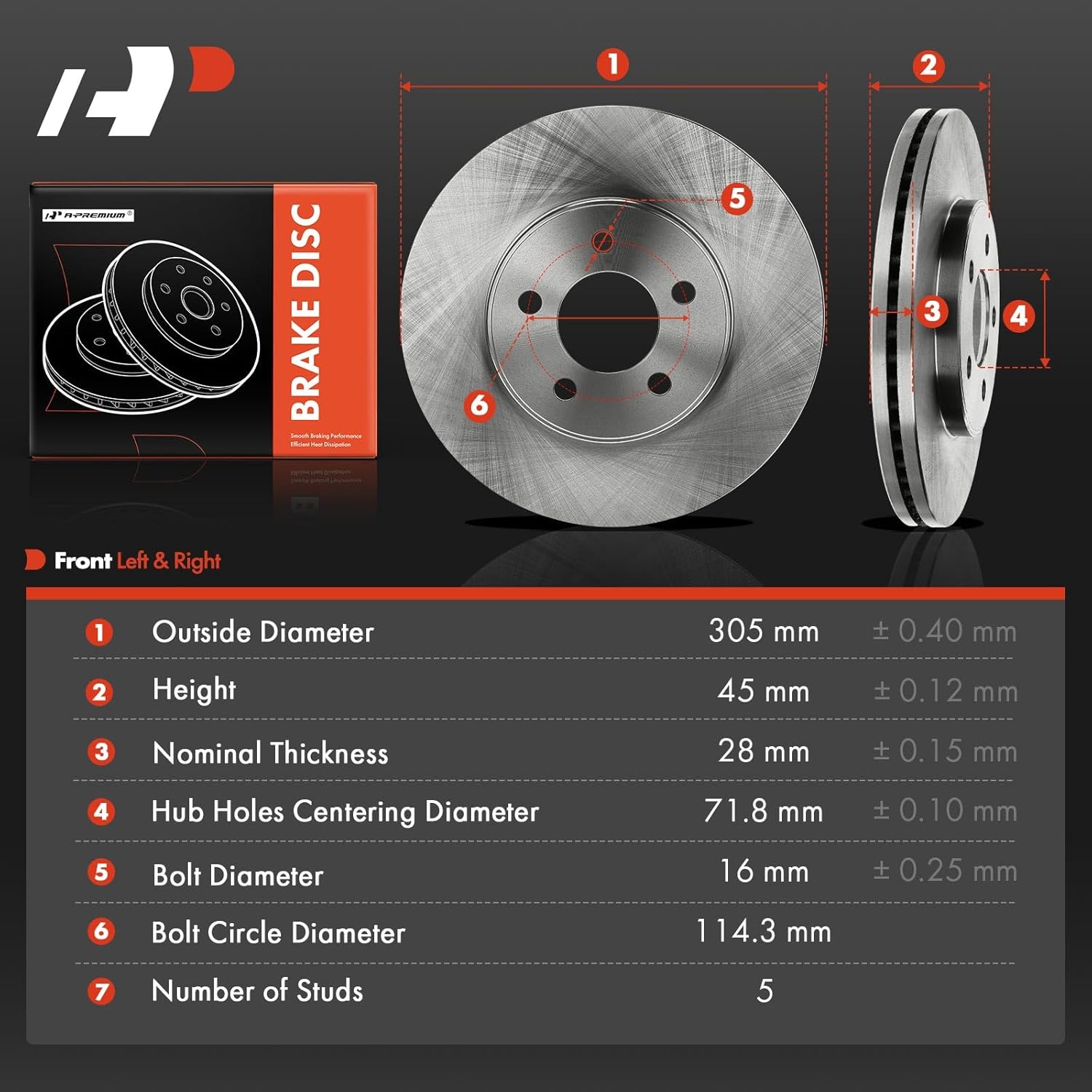 A-Premium 12.01 inch (305mm) Front Vented Disc Brake Rotors Compatible with Select Ford, Lincoln and Mercury Models - Crown Victoria 03-11, Town Car 03-11, Grand Marquis 03-11, Marauder 03-04, 4.6L