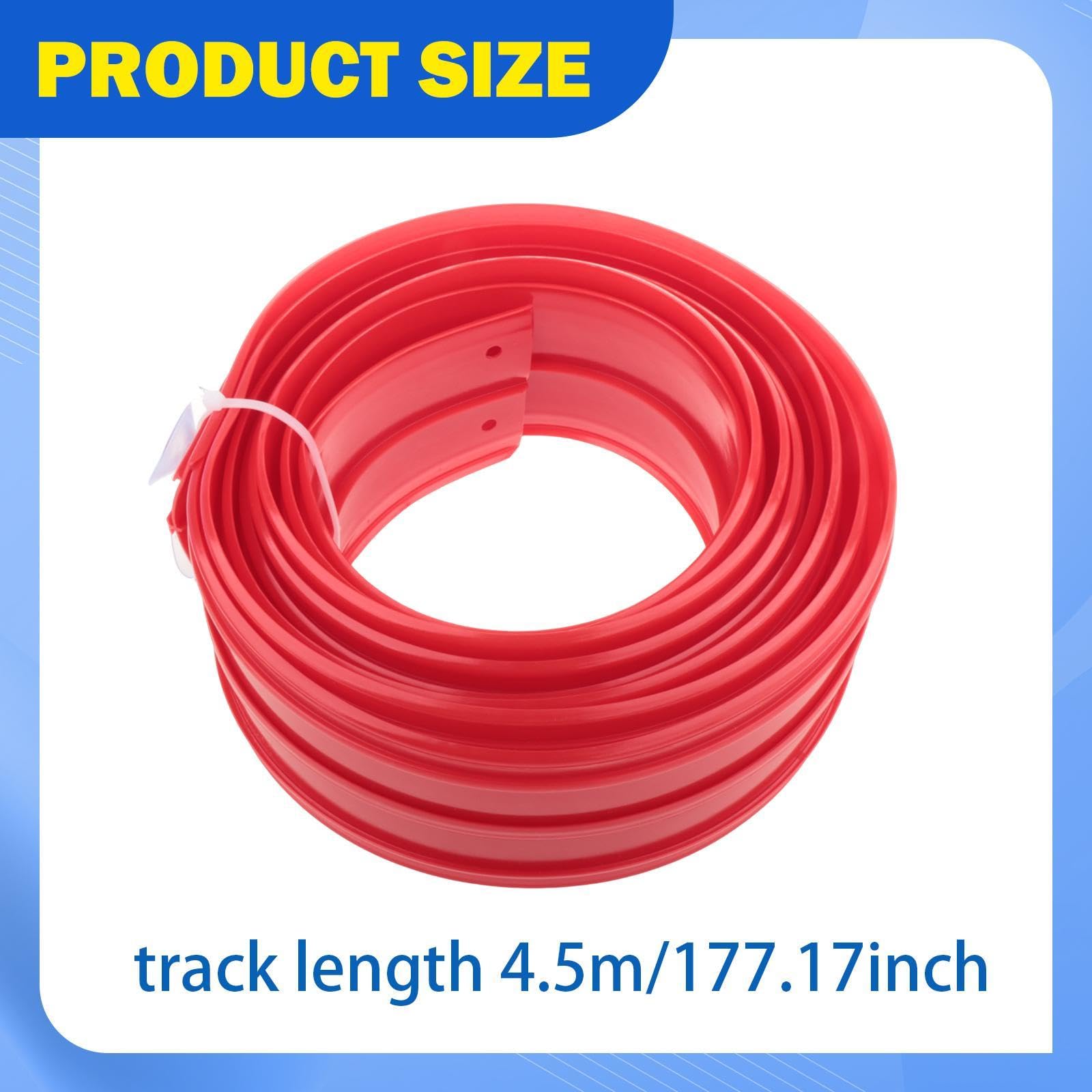 Pista de Carreras Flexible de 4,5 Metros con 4 Coches de Aleación, Kit de Construcción con Ventosas, Juguete Portátil para Niños, Rojo