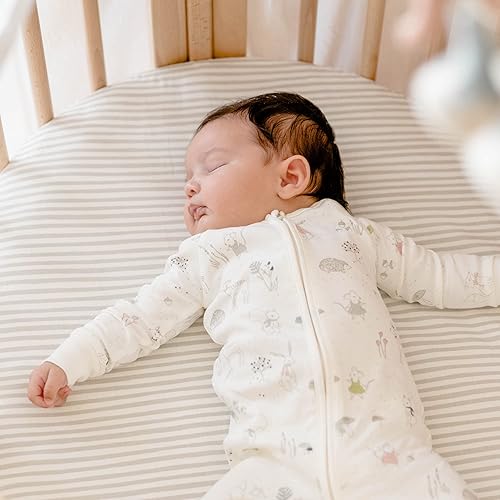 Miniatura 5 de Stokke Sleepi - Sábana bajera ajustable pequeña de Pehr, rayas lejos guijarros, sábanas suaves para Stokke Sleepi Mini, disponible en patrones