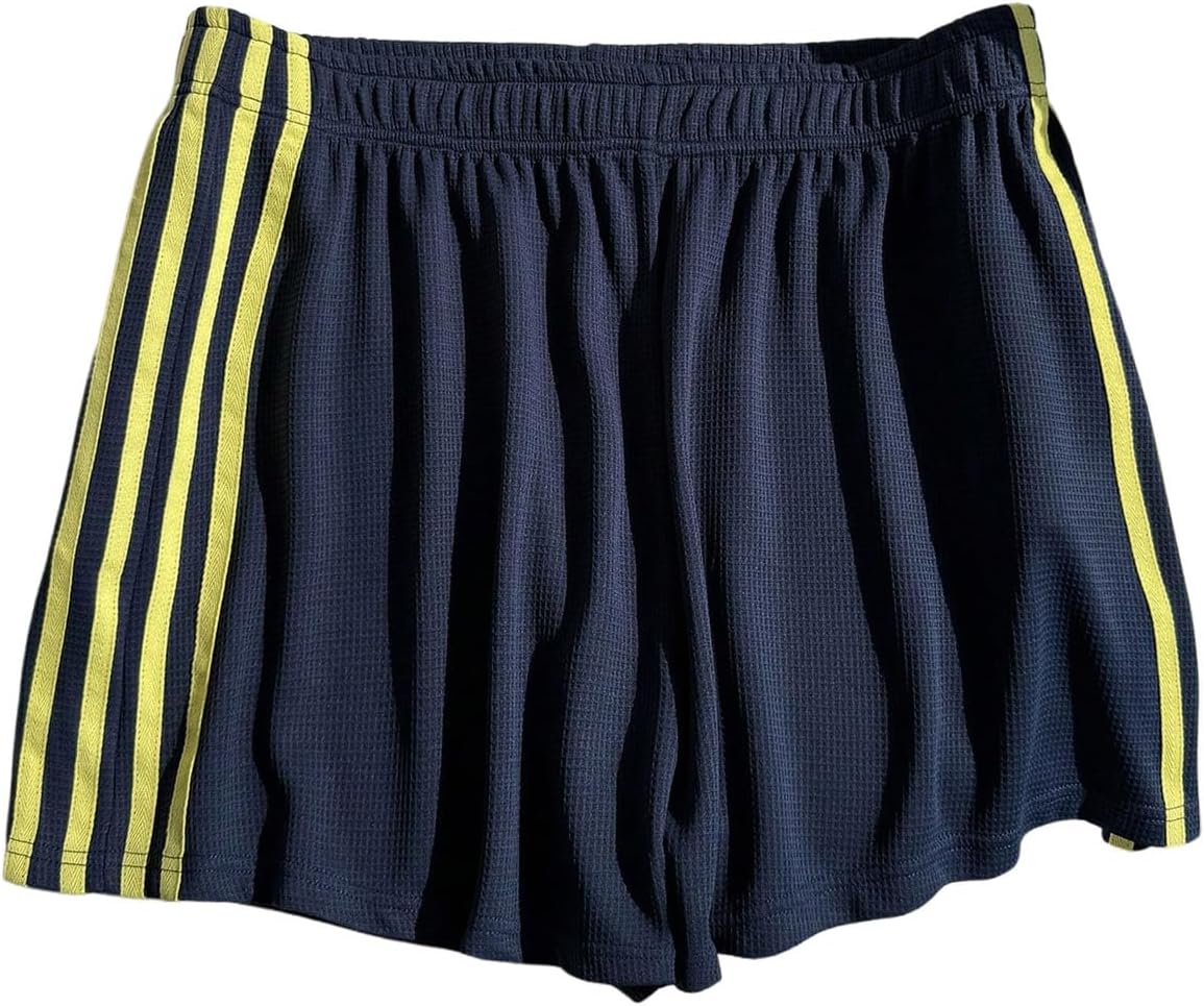 MakeMeChic Women's Plus Size Striped Workout Shorts Elastic Waist Running Athletic Shorts