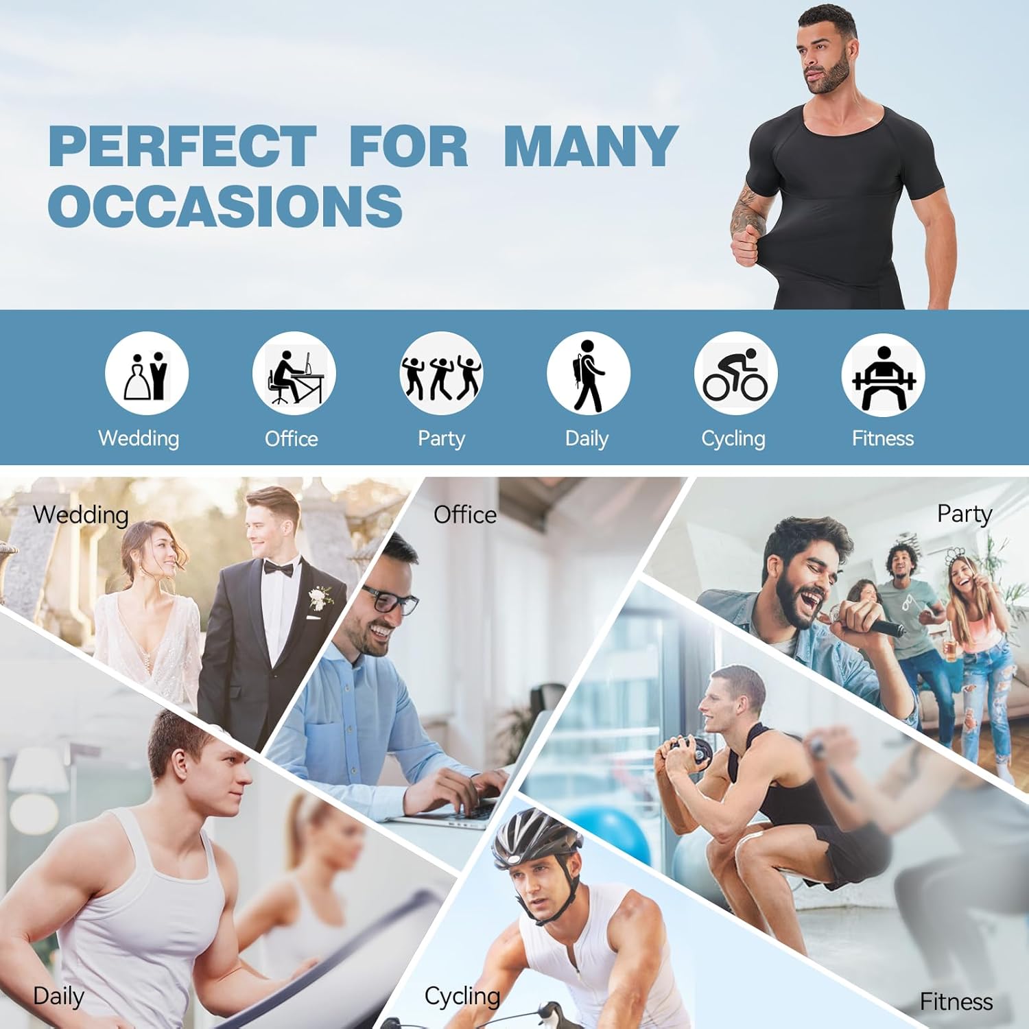 Mens Body Shaper, Compression Shapewear Vest Slimming Undershirt Tank Top, Tummy Control Chest, Hide Gynecomastia - Image 5