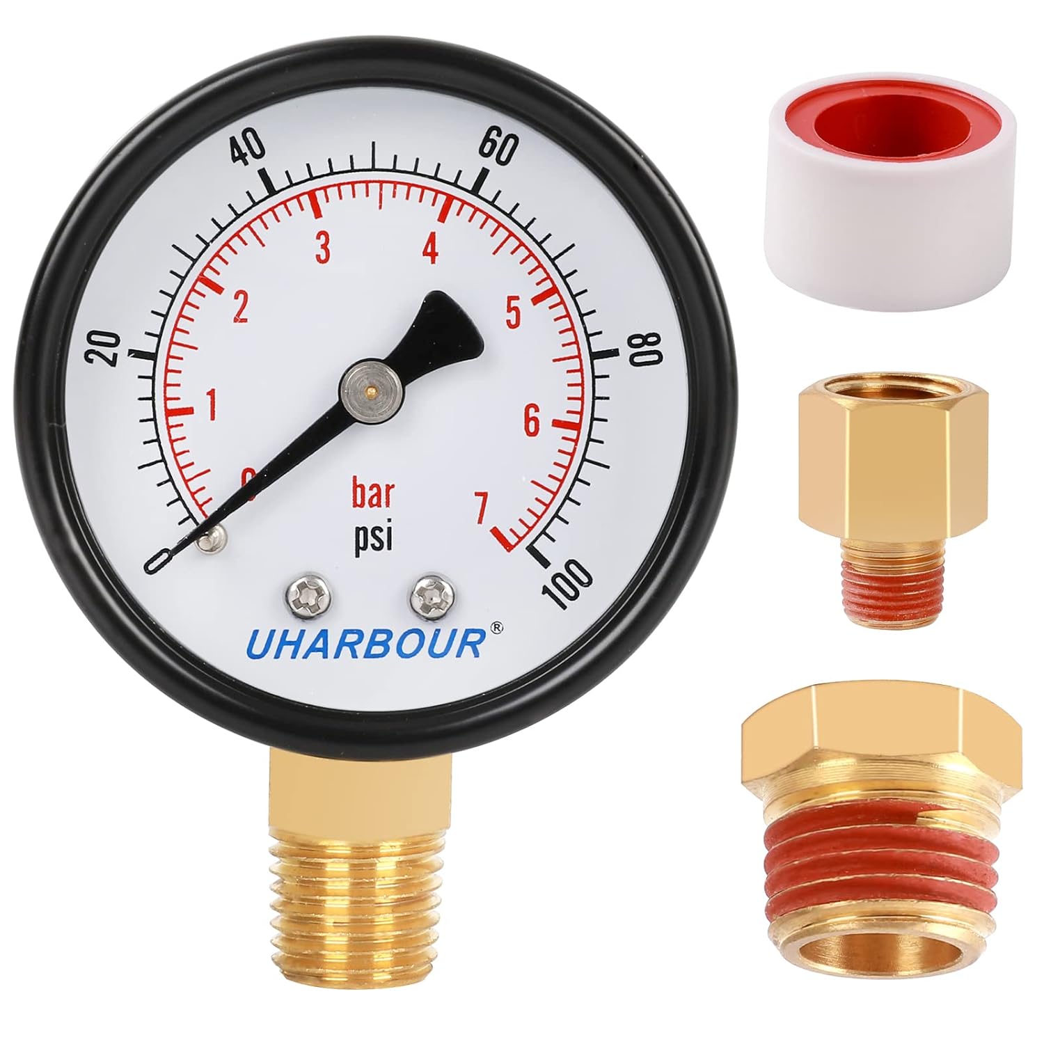 Manometro Acqua E Aria Compressa 0-6 Bar - 1/4" BSP, Quadrante 2 Pollici - Foto 5