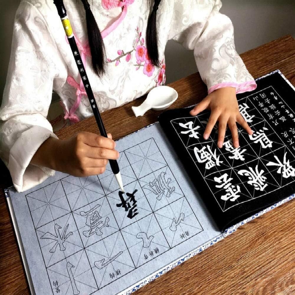 No Ink Chinese Calligraphy Set, Copybook Liu Gongquan Style Script Brushes Book Water Writing Coth
