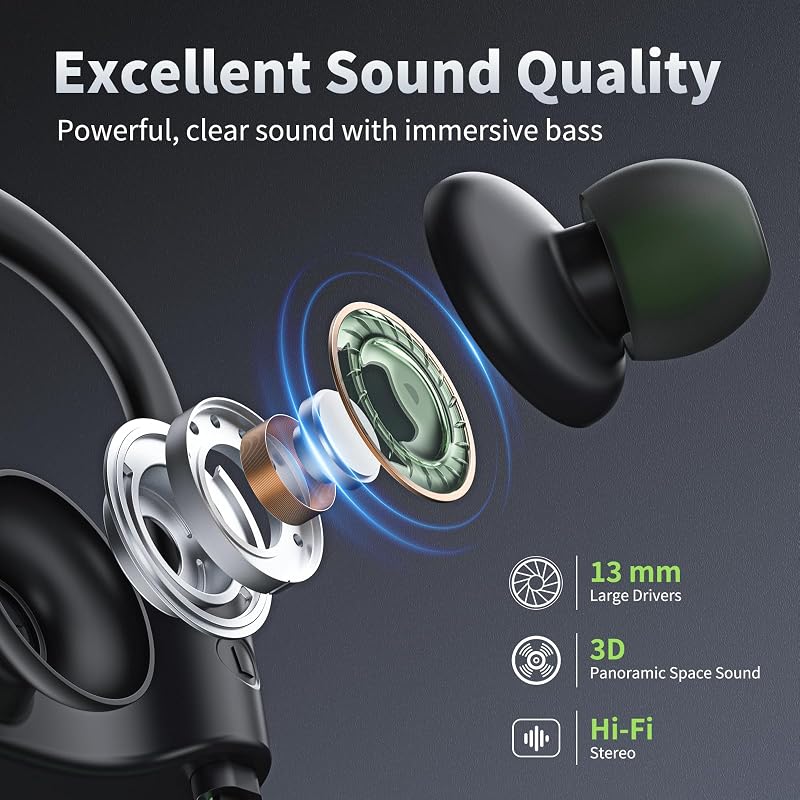 JOYWISE Bluetooth Headphones, Wireless Earbuds with 16 Hrs Playtime for Gym image 5
