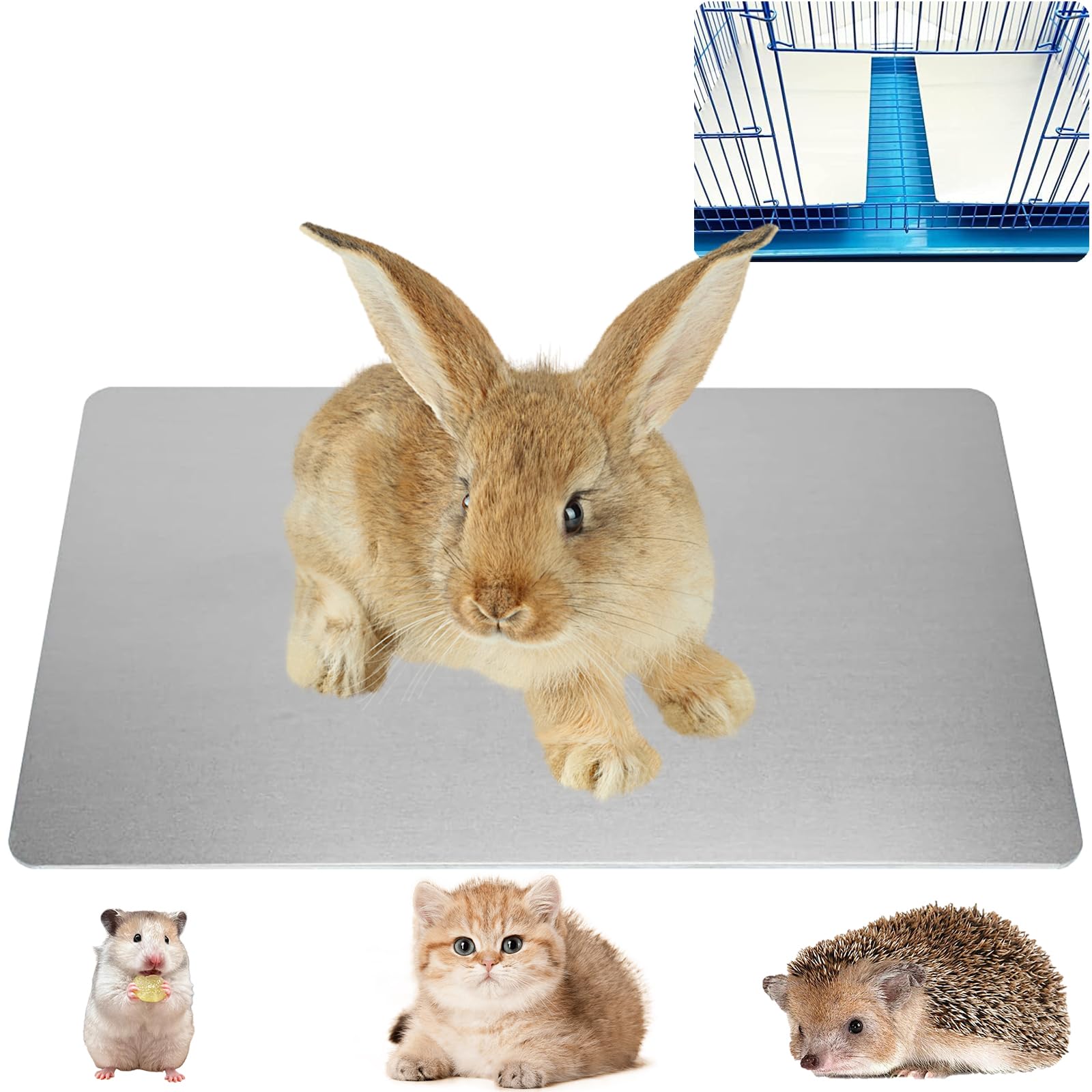 coniglio Cooling Pad, hamster freddo piatto letto di ghiaccio, tappetino di raffreddamento per animali domestici, resistenza al morso lega di alluminio Cool Pads, 12x8 IN