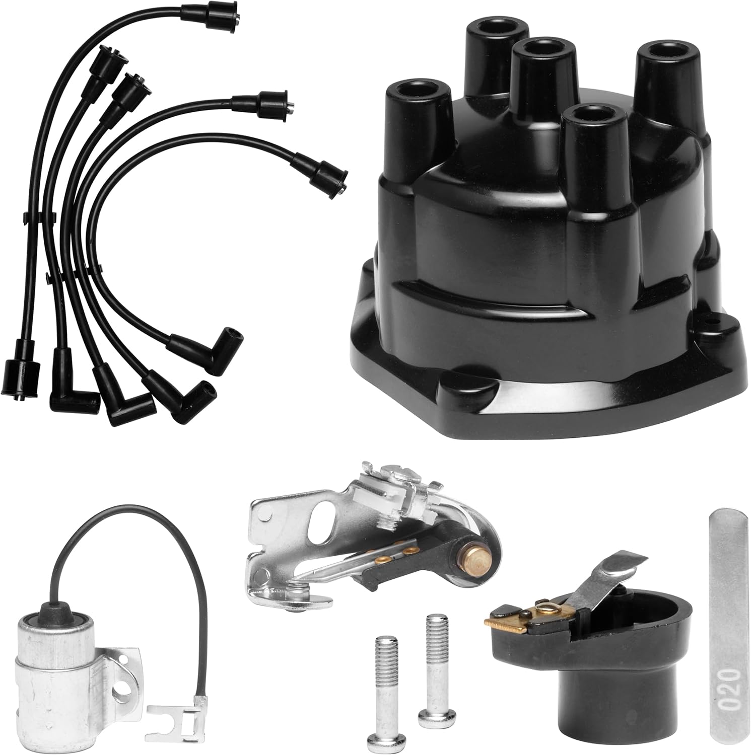 Distributor Cap, Rotor, Points, Condenser and Spark Plug